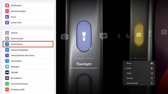 Thiết lập nút tác vụ (Action Button) mới