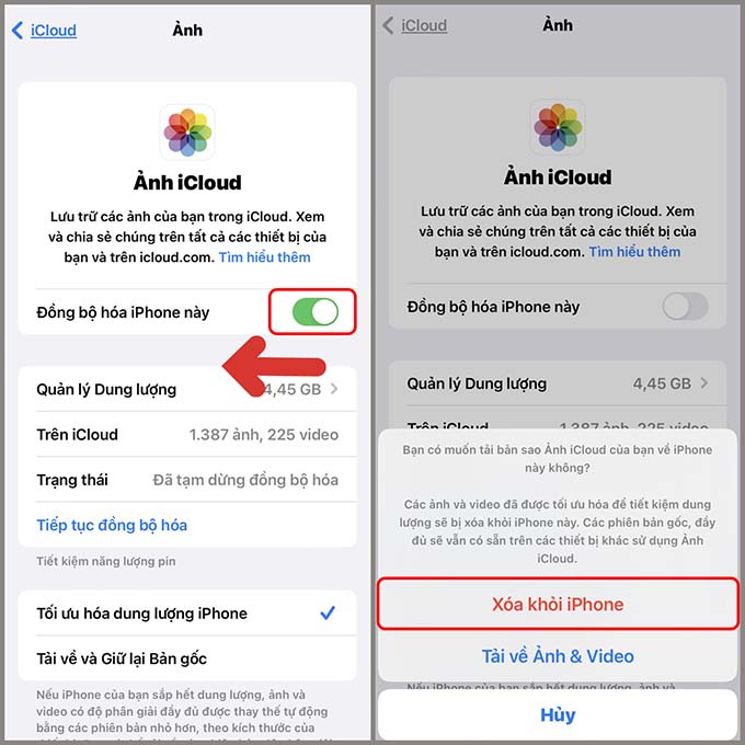 Tắt sao lưu ảnh iCloud và ứng dụng