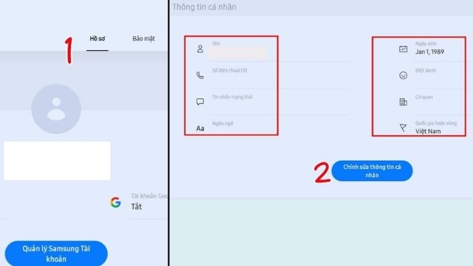 Cách chỉnh sửa thông tin cá nhân trên tài khoản Samsung