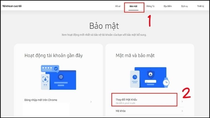 Cách đổi mật khẩu tài khoản Samsung