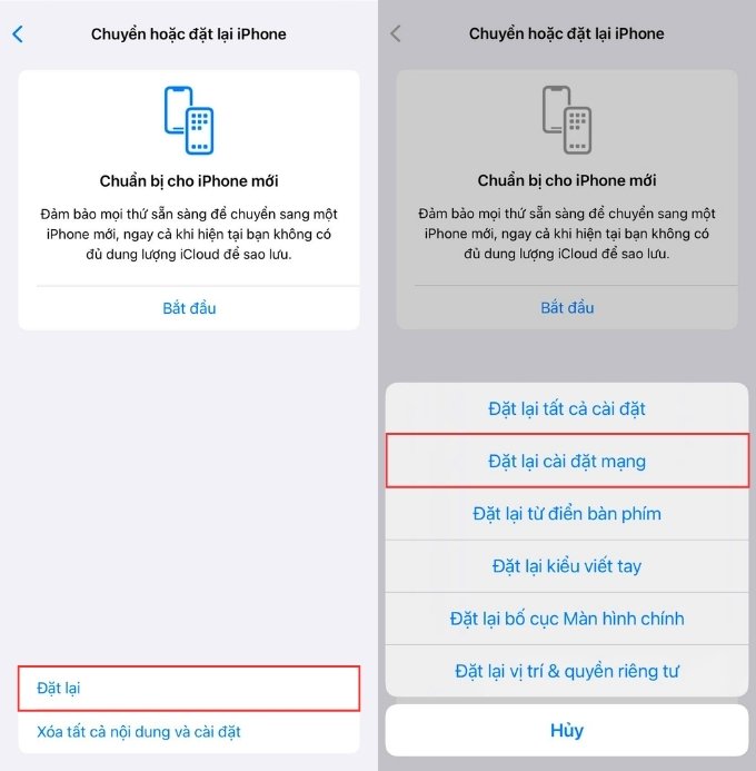 Khởi động lại iPhone và đặt lại cài đặt mạng