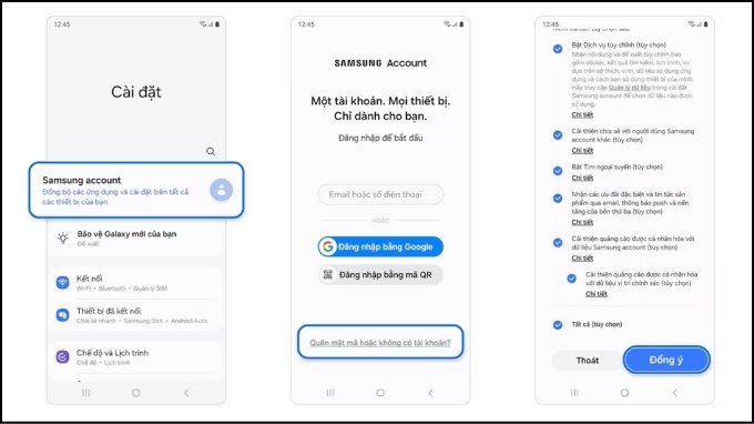 Cách tạo tài khoản Samsung trên điện thoại