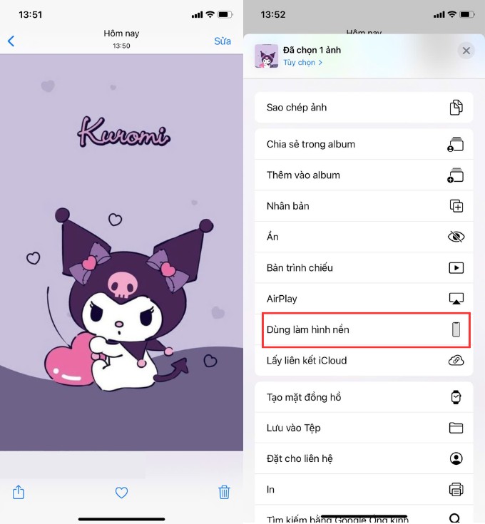 Cách cài đặt hình nền Kuromi trên điện thoại