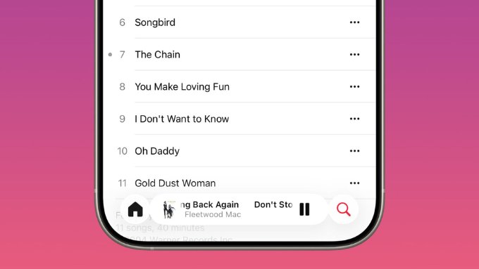 Cử chỉ vuốt chuyển bài hát trong Apple Music