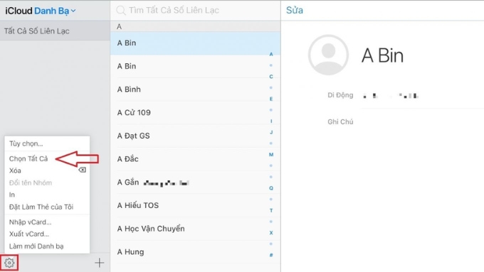 Nhấn Chọn tất cả nếu muốn xóa toàn bộ