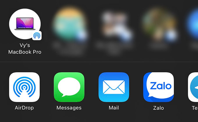 Chuyển dữ liệu nhỏ qua iPhone bằng cách airdrop