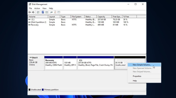 Cách chia ổ cứng Win 11 bằng công cụ Disk Management