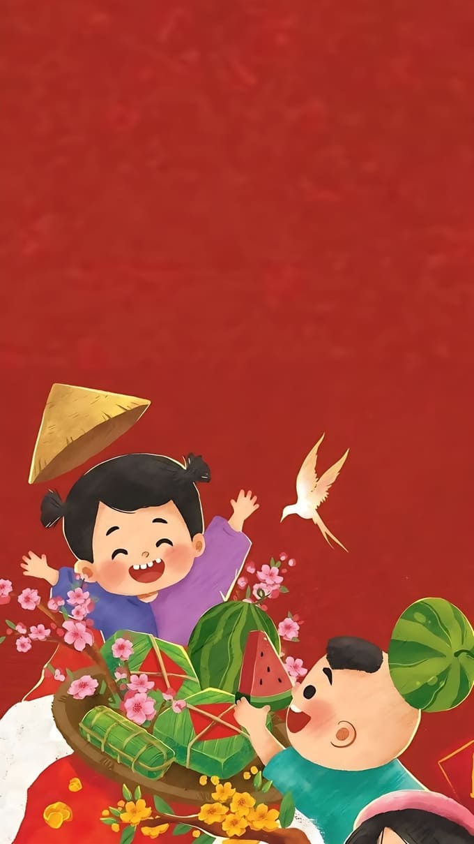 Hình nền Tết chủ đề gia đình sum vầy