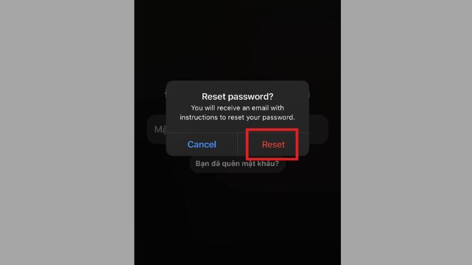 Chọn mục Reset để đổi mật khẩu