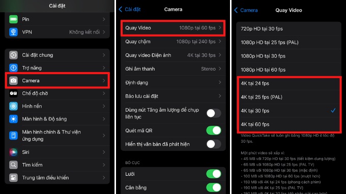 cách quay video 4K trên iPhone 14 Pro Max cũ