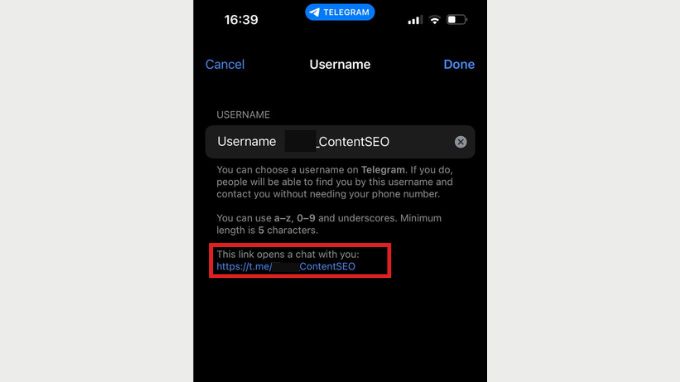 Cách lấy link Telegram của mình