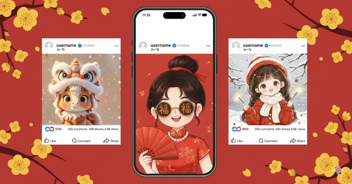 65+ ảnh avatar Tết 2026 cute, đẹp, độc đáo cho điện thoại và máy tính