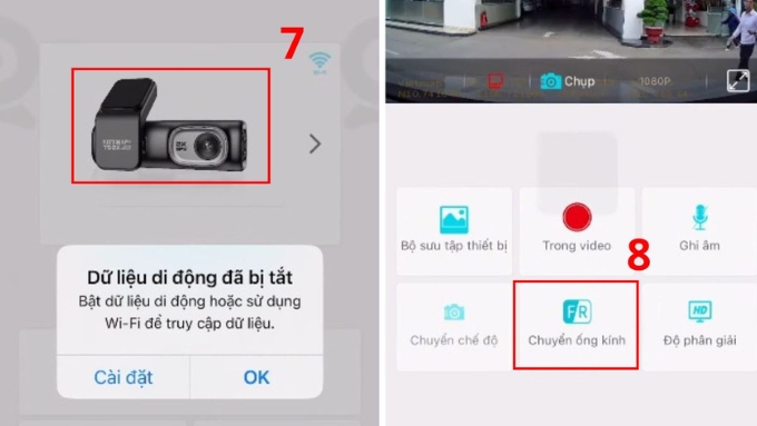 Chọn tên camera hành trình đã kết nối