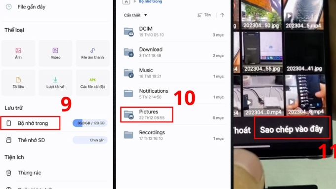 Chọn thư mục lưu trữ mong muốn và nhấn Sao chép vào đây