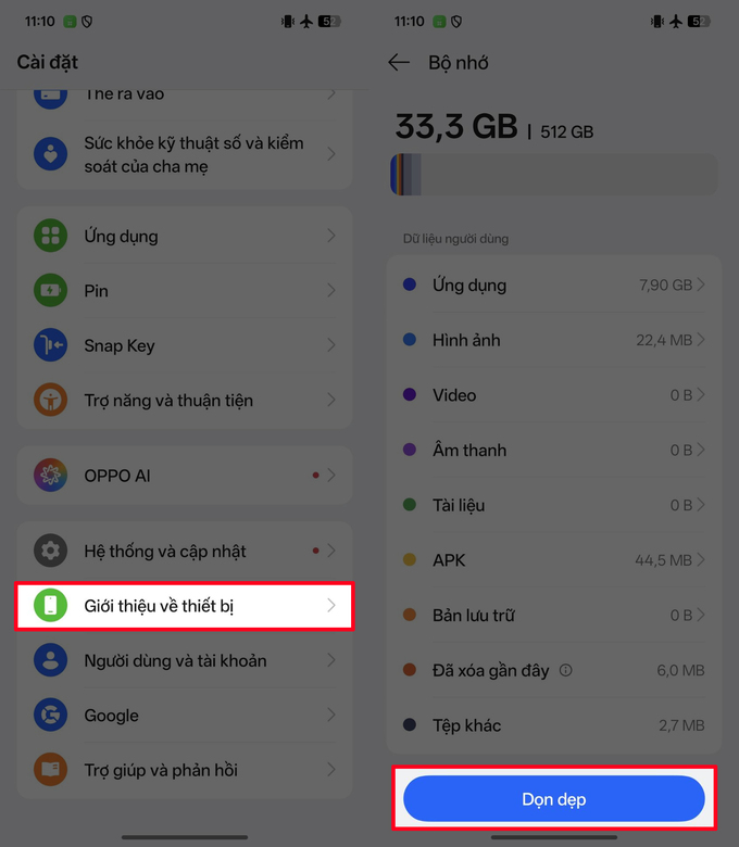 Dọn dẹp bộ nhớ điện thoại