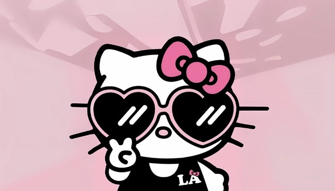 Kiểu ảnh nền Hello Kitty đeo kính 1