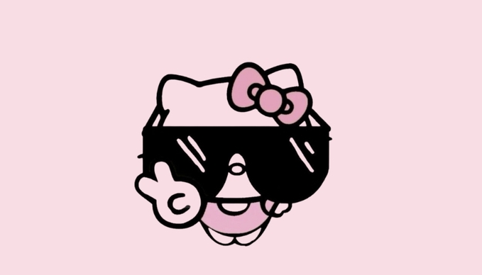 Kiểu ảnh nền Hello Kitty đeo kính 2