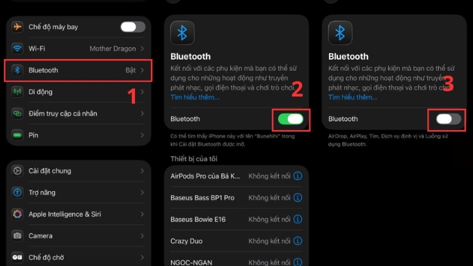 Kiểm tra lại kết nối Bluetooth trên thiết bị