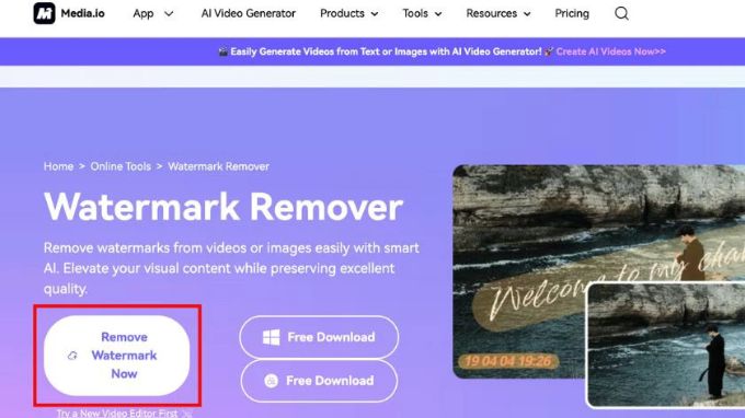 Xóa vật thể trong video bằng Media.io
