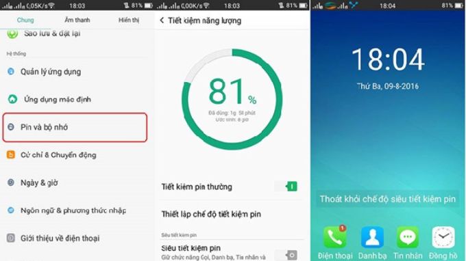 Sử dụng pin tiết kiệm ở chế độ