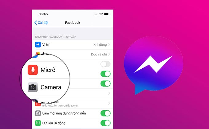 Chưa cấp quyền truy cập camera và microphone trên Messenger
