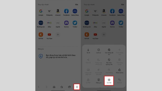 Xóa bộ nhớ đệm trong trình duyệt Internet trên Samsung