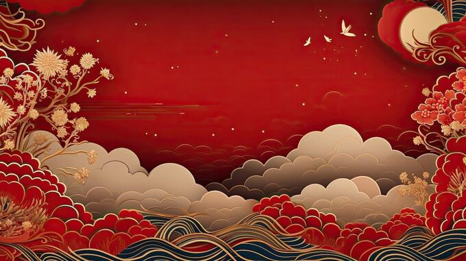 Hình nền background Tết Bính Ngọ 2026 màu đỏ rực rỡ