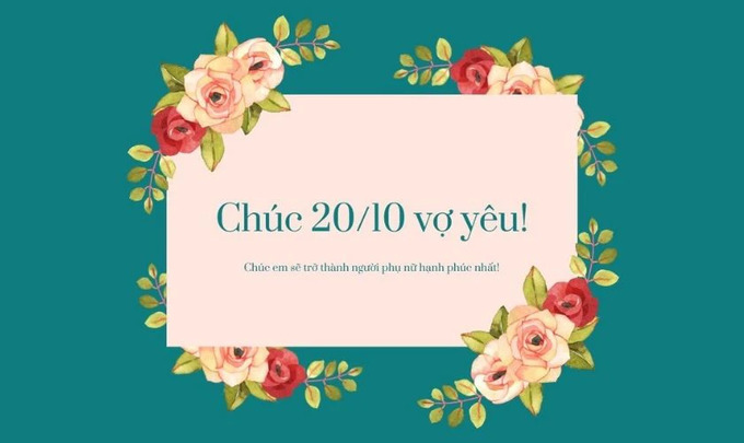 Mẫu thiệp chúc mừng 20/10 tặng vợ