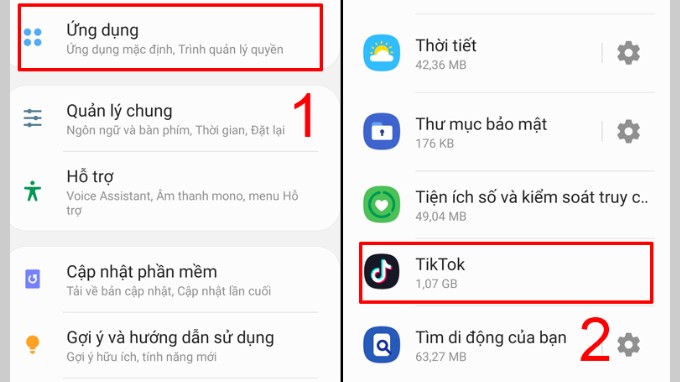 Bước 1 xóa ứng dụng