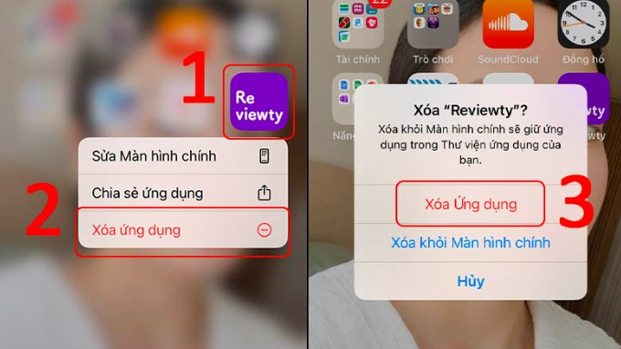 Xóa ứng dụng trên màn hình điện thoại